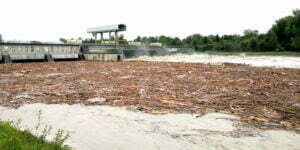 Hochwasser am Inn bei Rosenheim, August 2023